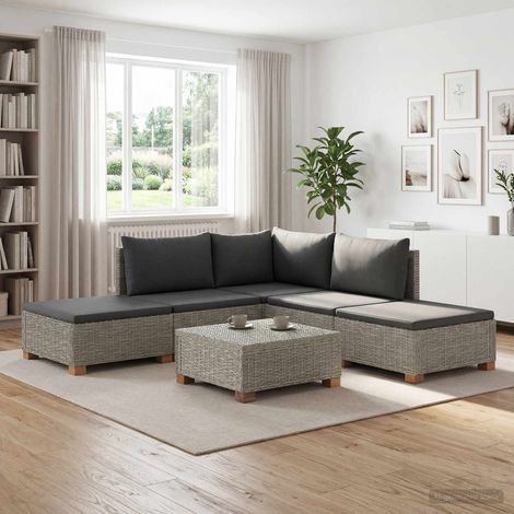 vidaXL 6 uds. Conjunto de Lounge de Ratán con Cojines GENDT Gris Kubu (1/5)