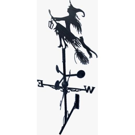 Girouette de toit Sorcière avec girovent 35cm avec support universel (1/5)