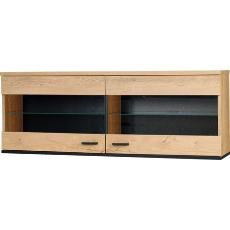 Mobilier1 – Armoire murale Talsere 108 – Dimensions 45x121cm – Stratifié et verre – 2 portes avec bords en ABS – Fabriqué en Europe