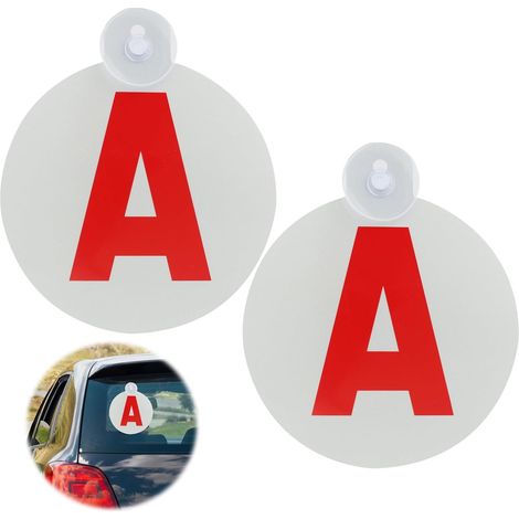 Lot de 2 Disque A Jeune Conducteur - Ø 15 cm avec Ventouse, Protection Anti-UV, Réflexion Nocturne et Haute Visibilité pour Sécurité Routière pour Conducteurs Novices (1/5)