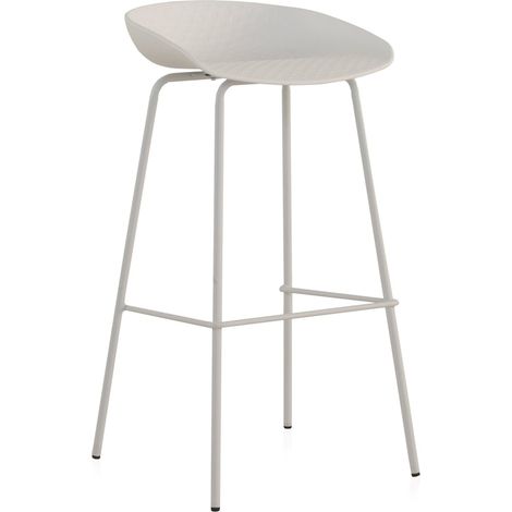 Tabouret design blanc assise polypropylène pieds métal assortis - blanc mat uniforme (1/5)