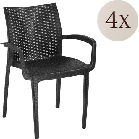 Stuhl-Set Buono, 4 Stühle, stapelbar Made in Italy, Anthrazit Schwarz