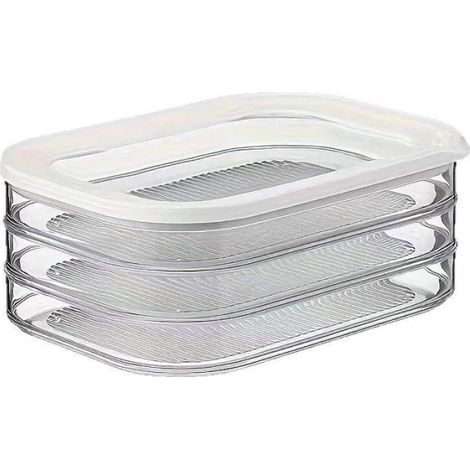 Boîte De Conservation Alimentaire - 3 Niveaux - PP PET - Lavable Au Lave-Vaisselle Et Congélateur - 22,5 X 16 X 8,7 Cm - Transparente - 1 Pièce (1/4)