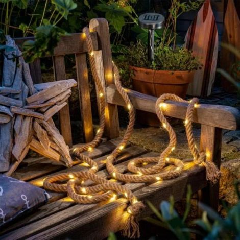 Guirlande solaire - - Corde - 60 LEDs - 4,5 m - Blanc chaud (1/3)