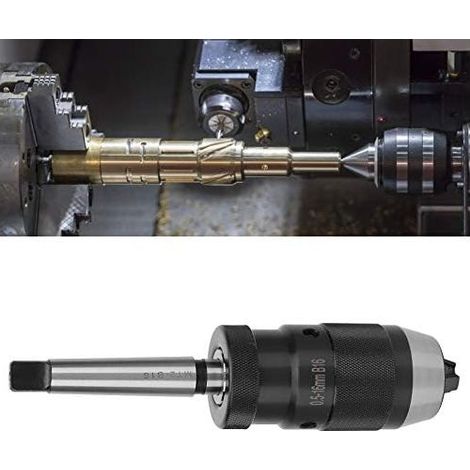 Mandrin de Percage MK2- B16, Mandrin Sans Clé Plage de Serrage 0.5‑16mm Cône Morse Mandrin Auto-serrant Sans Clé Mandrin pour Perceuse à Colonne, Fraiseuses et Tours (1/4)