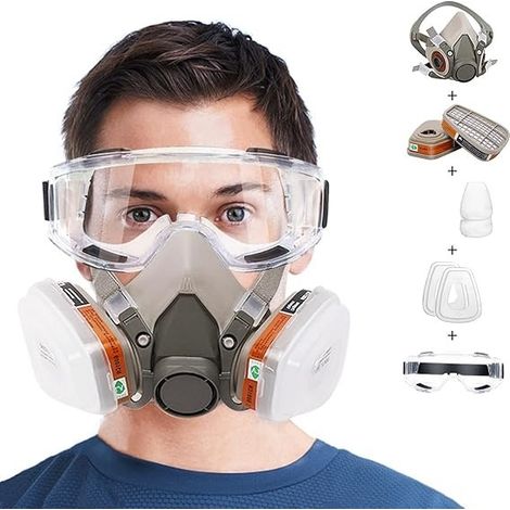 Masque Respiratoire Réutilisable pour Peinture,Gaz,Travaux,Produit Chimique, Resine Epoxy,Ponçage, Travaux de Construction, Pulvérisation (1/5)
