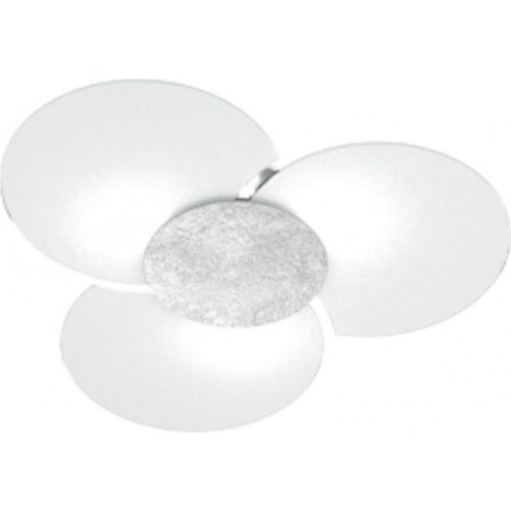 Plafoniera moderna top light clover 1114 100 fa fr fo sa cr ga e27 led vetro lampada soffitto, finitura metallo foglia argento