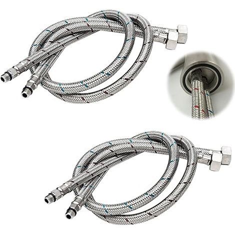 80 cm langer G 3/8 DN6 Anschlussschlauch für Wasserhahn, Kompressionsgewinde, flexibler Wasserschlauch, 2 Stück (1 Paar) (1/5)