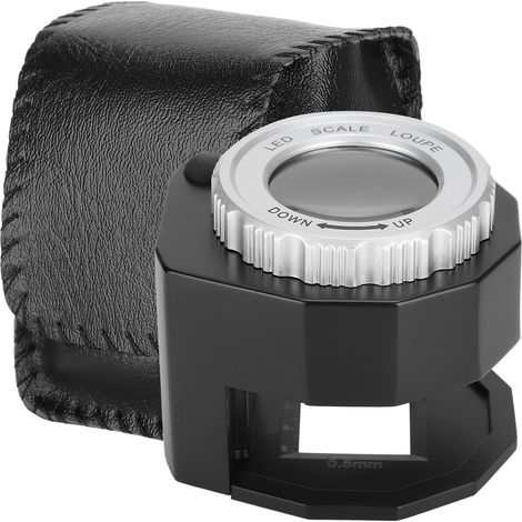 Loupe LED UV avec échelle pour détection de billets et bijoux, 30X métal noir (1/5)