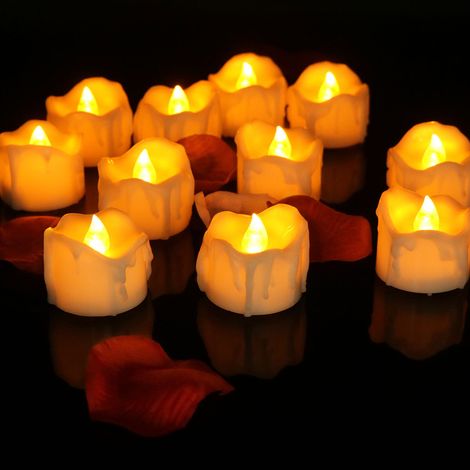 Gelbes Licht, 4,6 x 3,3 cm, 12er-Set LED-Kerzen, batteriebetrieben