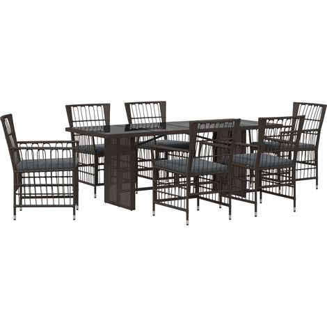 Set da pranzo per esterni 7 pz Nero polyrattan vidaXL (1/5)