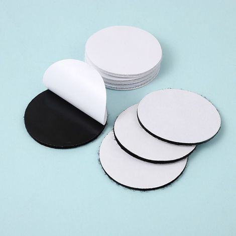 10 Paires de Scratch Autocollant Double Face Rond - 5cm Adhésif Bande Puissant et Extra-Fort pour Tapis et Canapés (Noir) (1/5)