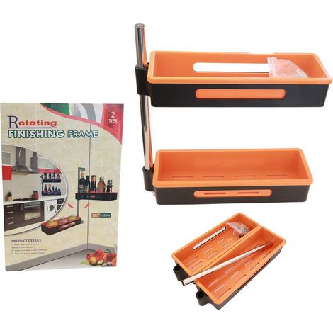 TRADE SHOP - Mensola Pensile Da Parete Scaffale Muro 2 Vani Rotante 180° Porta Spezie Salse - (1/5)