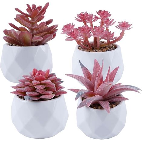 Plantes Artificielles Décoration de Bureau pour Femme intérieur Salon Chambre à Coucher Maison et Bureau Fleurs Roses en céramique (1/5)