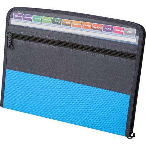 Classeur Accordéon A4 - 13 Poches Extensibles - Fermeture Éclair - Rangement Bureau École Maison - PP et Tissu Oxford - 35 x 27 x 3,5 cm - 1 Pièce (1/5)