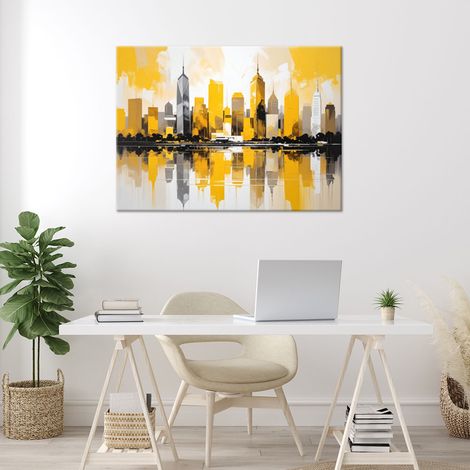 Wandbild Moderne Stadtgebäude Gelb 90x60 (1/4)