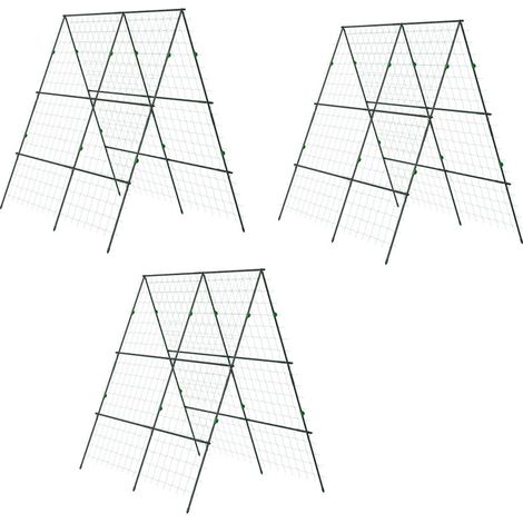 3er-Set rankgitter verstellbare Rankhilfe Pflanzengitter Spalier Pflanzengerüst mit Netz für Garten Stahlrahmen grün 180 x 100 x 180 cm