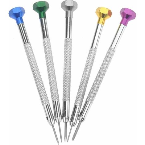 5 tournevis de précision - Lame plate fendue - Outils de réparation d'horloger - 0,8 à 1,6 mm (1/5)