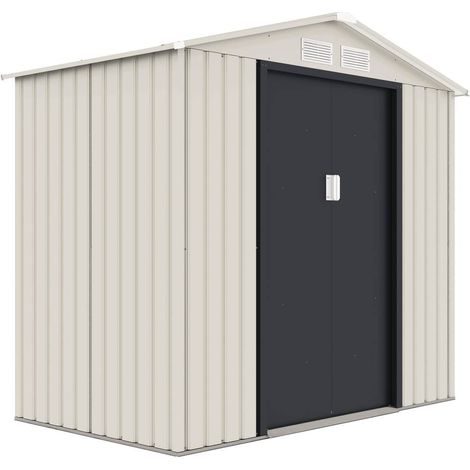 Habitat Et Jardin – Abri de jardin métal Nebraska 2.71 m² – Dimensions 127 x 213 x 195 cm – 2 portes coulissantes – Structure en métal zinc – Anti-UV et anti-rouille