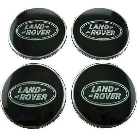 Coprimozzi per cerchi in lega Land Rover, neri e verdi. Diametro 63 mm. Set da 4 pezzi.