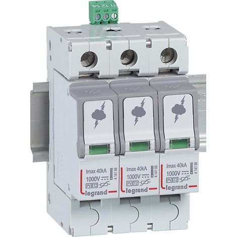 Parafoudre photovoltaïque type2 2 pôles protégés 3 modules Imax 40 kA 1000V LEGRAND 414156
