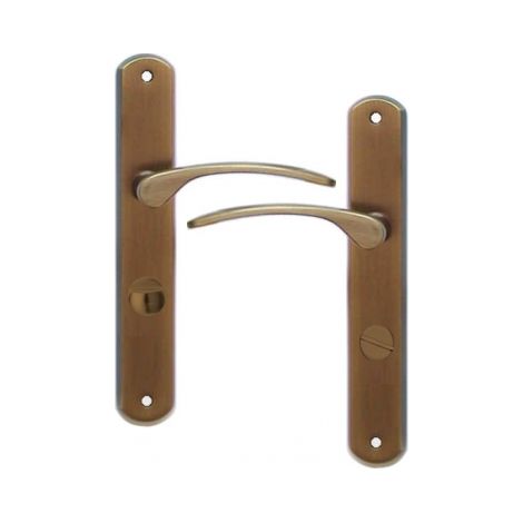 Ouvre&Déco – Lot de 2 poignées de porte EVA verrou condamnation – Laiton patiné – Entraxe 195 mm – Pour portes 35 à 40 mm d'épaisseur