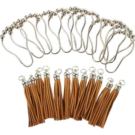 12pièces Crochets Pour Rideaux De Douche Avec Pompon Lot Pour Salle De Bain Design Moderne Et Fonctionnel Facile à Installer (1/5)