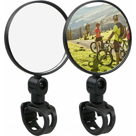 1 Paire Mini Miroir Réflecteur Convexe Universal Cyclisme Vélo Guidon Rétroviseur Miroir Réflecteur Rotation 360 Degrés Antichoc Facile Installer --LefouFR, pour Vélo, VTT, Véhicules Terrain—Noir (1/5)