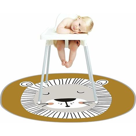 Tappetino per seggiolone - 140 cm Impermeabile Protezione per pavimento seggiolone Antiscivolo Multiuso Rotondo per neonati Bambini piccoli Bambini - Pittura artistica (Leone)
