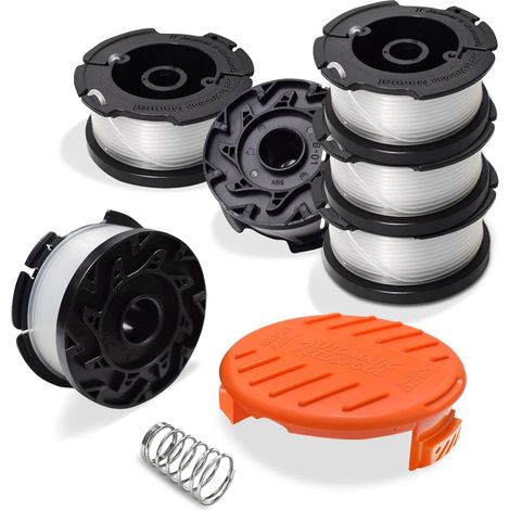 Bobine de fil pour coupe-fil Black et Decker, 6 bobines de coupe-fil avec 1 couvre-bobine et 1 ressort (1/5)