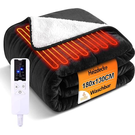 ZMH Couverture Chauffante Électrique 180 x 130 cm avec 6 Niveaux de Chauffage et Arrêt Automatique (1/5)
