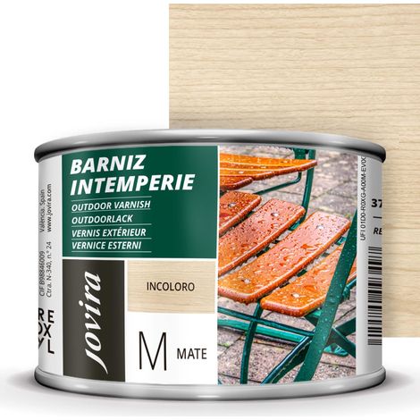 Vernis Extérieur Transparent. Décore et embellit tous les types de bois à l'extérieur, tables, chaises, meubles, bateaux, terrasses (Mat, 375 Millilitres) (1/5)