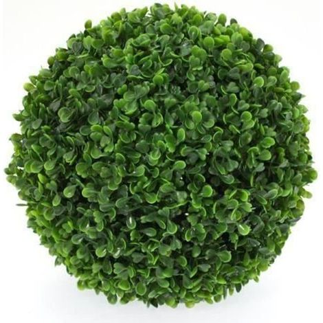 Boule de buis artificielle - Vert foncé - 38 cm - PVC/PE traitées anti-UV - Avec traitement UV (1/4)