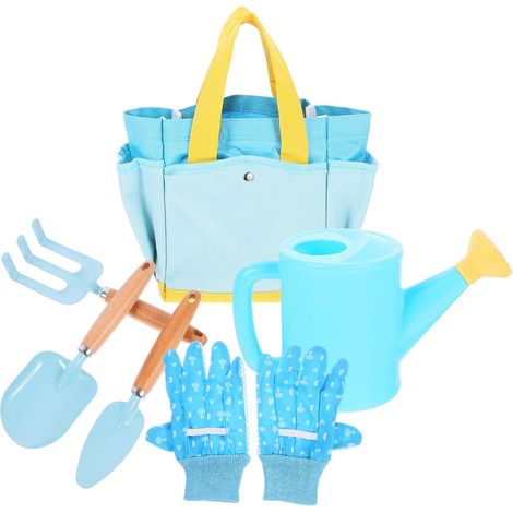 Ensemble D'outils de Jardinage et Paquet en Tissu Oxford pour Garçon et Filles 6 Pièces Pelle Multifonction, Râteau, Arrosoir, Moufles pour Semis et Désherbage Parc la Plage (1/5)