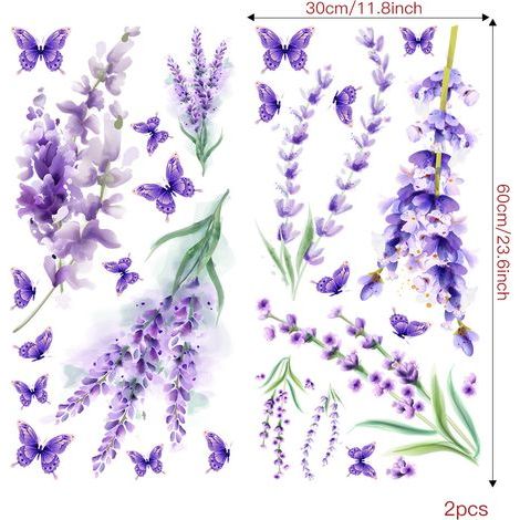 Un lot de Stickers muraux lavandes violettes-Decoration murale (1/5)