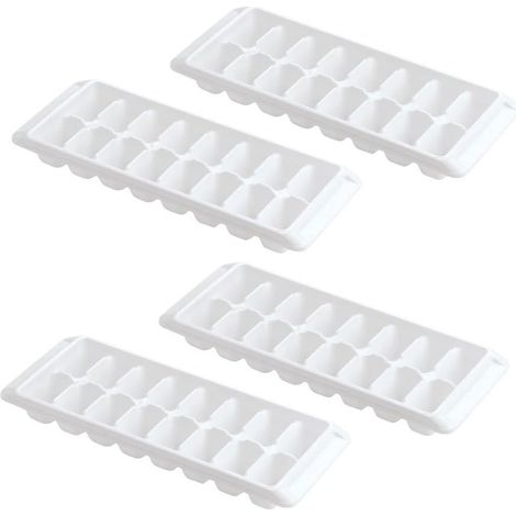 Bac à glaçons blanc à dégagement facile, 16 bacs à glaçons (lot de 4 - 64 glaçons)
