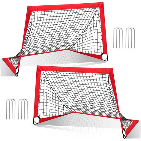 SWANEW Porta da calcio pieghevole Set di 2. rete da calcio portatile Mini porta da calcio per bambini 120 x 90 x 90 cm (1/5)