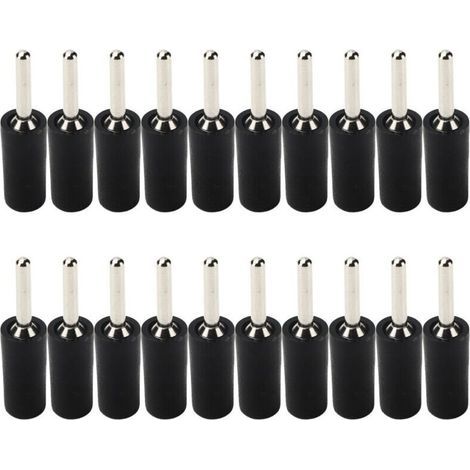 20 Pieces Banana Plug Connector 2mm Male Nickel-Plated Brass Waterproof Accessory Black (1/5)