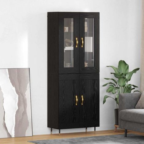 Highboard 2 pcs Schwarz Eichen-Optik Holzwerkstoff