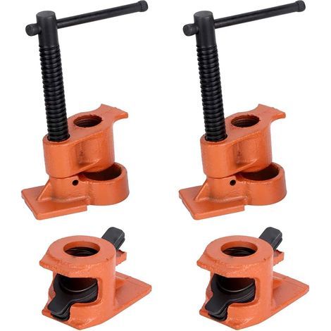 2 Pièces Serre Joint à Tube, 1/2 in Ensemble de Pinces à Bois, H Style Colliers de Serrage à Vis en Fonte Robuste Menuisier, Serre joint Jeu d'Étau de Bois Établi de Travail, avec Base Large (1/5)