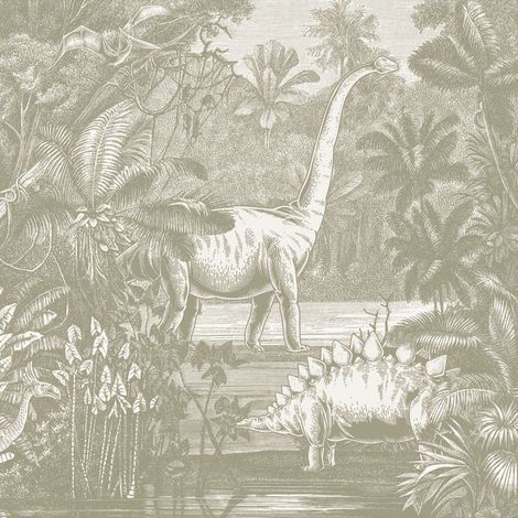 papier peint panoramique dinosaures vert - Komar (1/4)