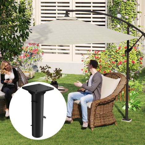 Pied de parasol rectangulaire support parasol en métal enterré pour terrasse piscine 16.5 x 16.5 x 40 cm gris foncé