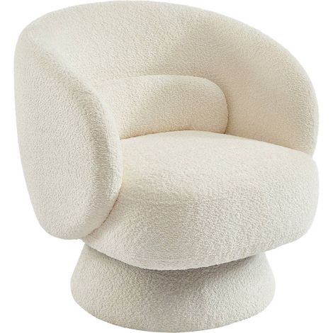 sweeek - 360°-Drehsessel mit Stoffbezug, Bouclé, Creme