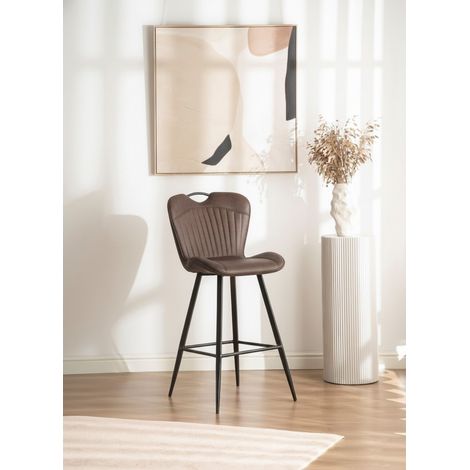 Mala Bar Fabric Chair (Set of 2) - Metal/Fabric - L61 x W50 x H107 cm - Brown