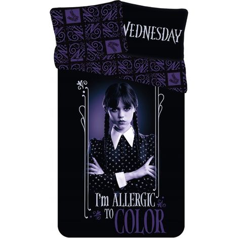 Juego de ropa de cama de algodón Wednesday 140x200 50x70 Addams Gothic (1/2)