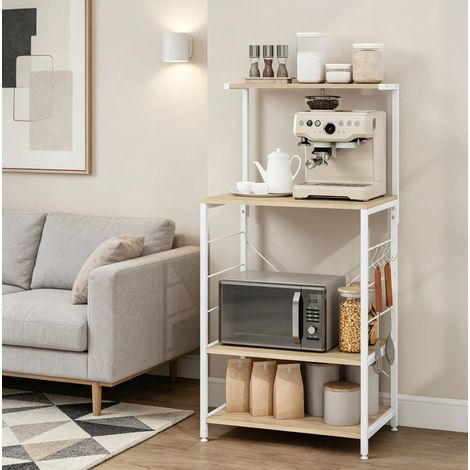 Mobile cucina in legno e acciaio 4 ripiani OKMYHOME (1/5)