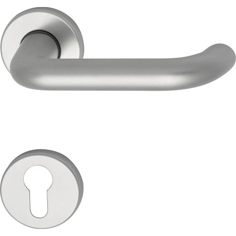 Türbeschlag Sch U Form  Türgriff für Innentür auf Rosette PZ  Aluminium silber