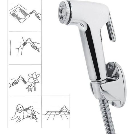 Douchette Bidet - ABS - Tuyau 120 Cm - Support Mural Inclus - Usage Domestique - 1 Pièce (1/4)