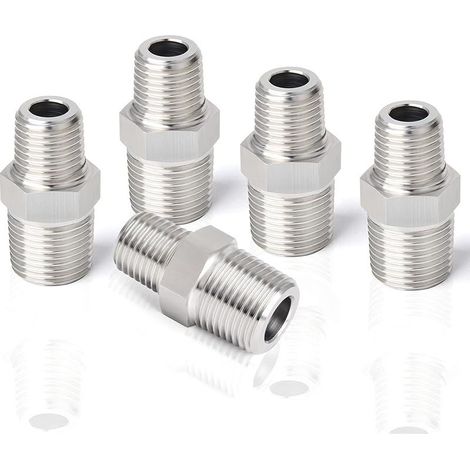 5 pièces en acier inoxydable 304 mamelon hexagonal, raccord de tuyau réducteur mâle 3/8 "x 1/4" BSP (1/5)