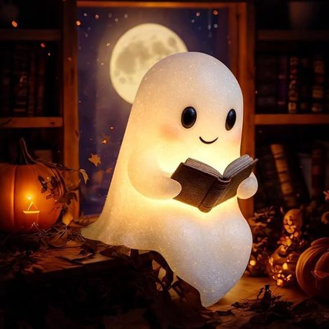 Geister-Leselampe, 16 cm, Halloween-Dekoration, 3D-LED-Nachttischlampe, für Karneval, Mardi Gras, Mottopartys und Halloween (1/5)